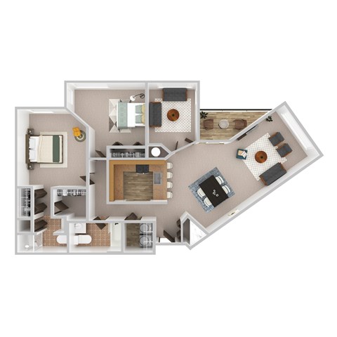 Floor plan for 2 beds, 2 baths, 1296 sqft